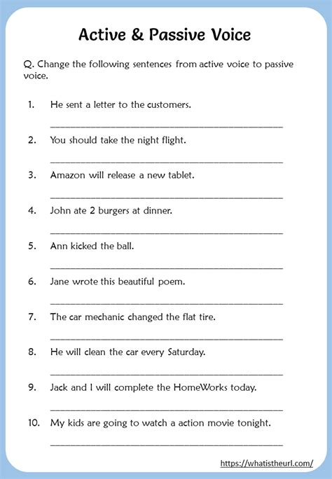 active passive voice worksheet for class 7